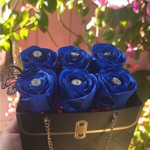 Chic Black and Blue Floral Clutch